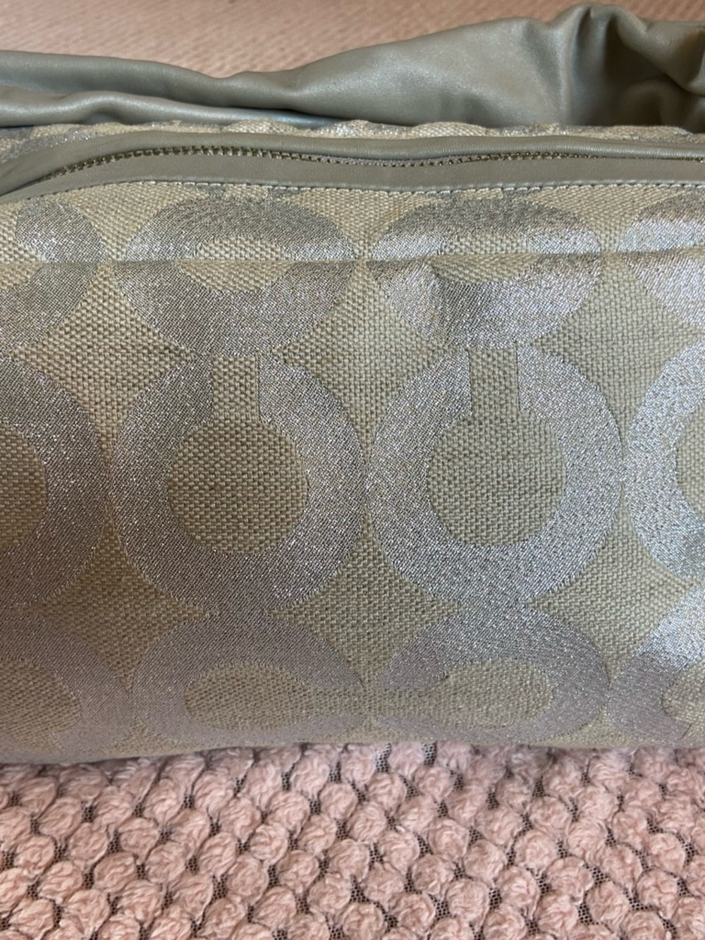 Coach Parker Op Art Silver/Beige Shoulder Bag